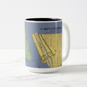 CARPENTERSVILLE DUNDEE ILLINOIS 1871 KARTE ZWEIFARBIGE TASSE