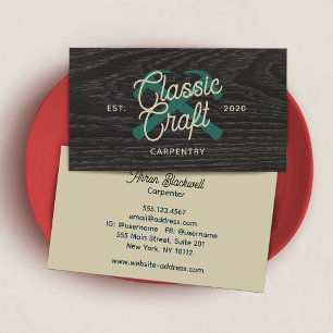 Carpentry Construction Carpenter Crossed Hammers Visitenkarte