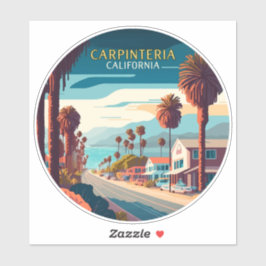 Carpinteria California Sunset Palm Trees Retro Aufkleber