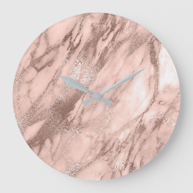 Carrara Marble Blush Skinny Powder Stone Große Wanduhr (Vorderseite)