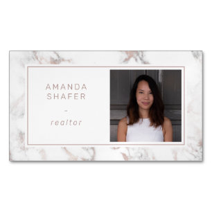 Carrara Marble Imitate Rose Gold Foto Magnetische Visitenkarte
