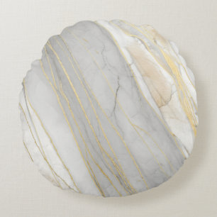 Carrara-Marmor-Textur mit goldenen Adern Rundes Kissen