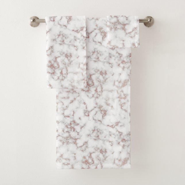 Carrara Rose Gold Glitzer Textur Badhandtuch Set (Insitu)