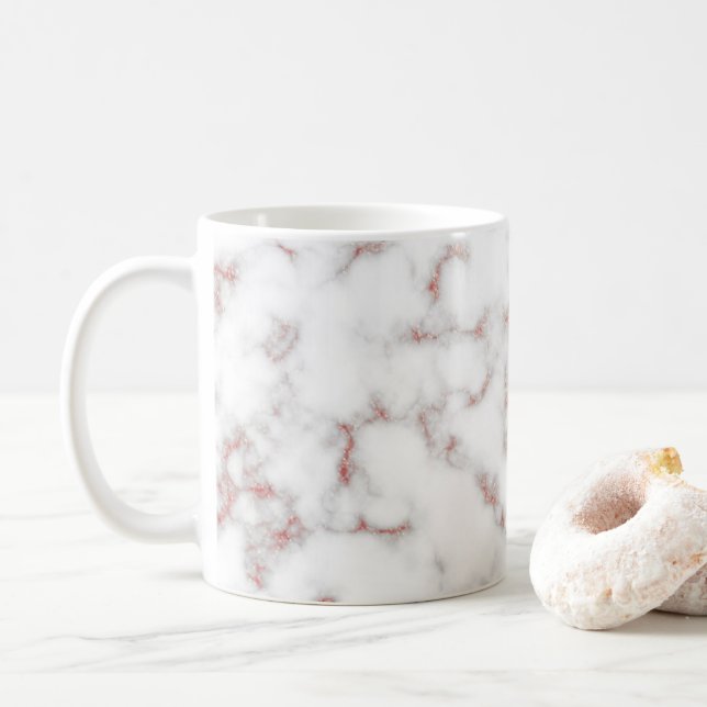 Carrara Rose Gold Glitzer Textur Kaffeetasse (Mit Donut)