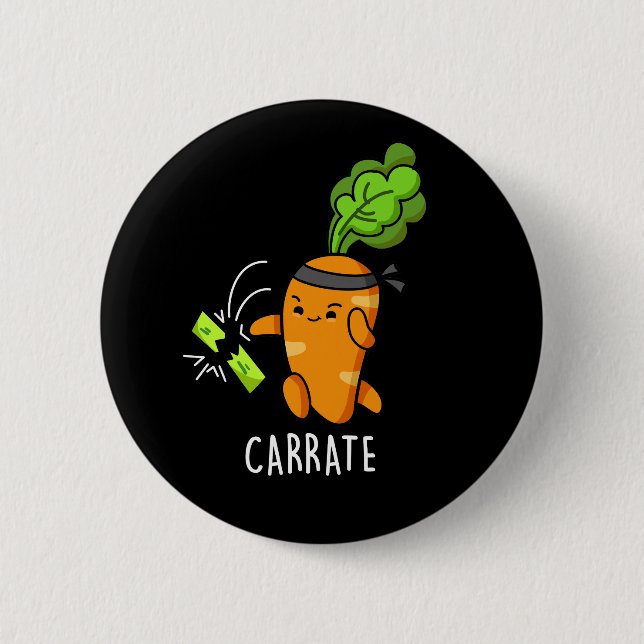 Carrate Funny Carrot Karate Pun Dark BG Button (Vorderseite)