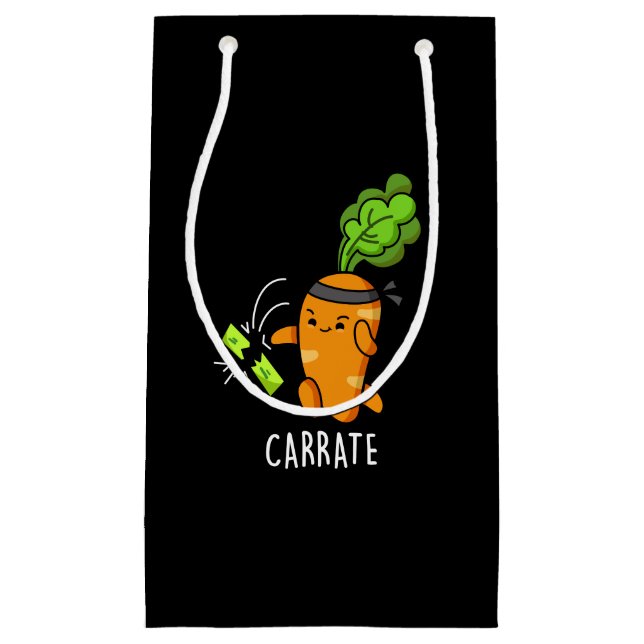 Carrate Funny Carrot Karate Pun Dark BG Kleine Geschenktüte (Vorderseite)