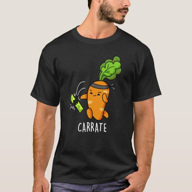 Carrate Funny Carrot Karate Pun Dark BG T-Shirt (Vorderseite)