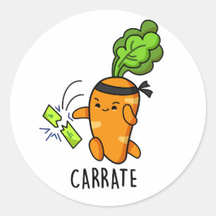 Carrate Funny Carrot Karate Pun Runder Aufkleber