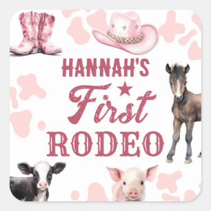 Carré 1er Anniversaire Rodeo Pink Sticker