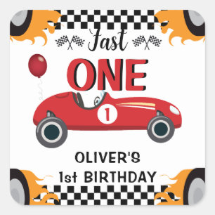 Carré 1er Anniversaire Voiture Favor Sticker