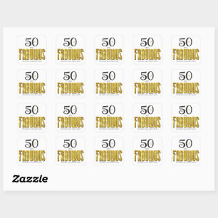 Carré 50 Fabuleux Sticker métal or d'anniversaire