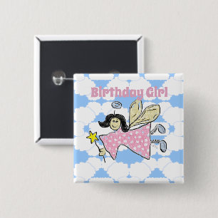 Carré 5 Cm Angel Anniversaire Bouton de fille Badge