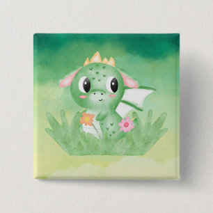 Carré 5 Cm Aquarelle Bébé Belle Dragon Badge