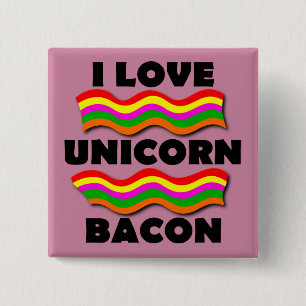 Carré 5 Cm Bacon Unicorn Funny Bacon Épingle de badge
