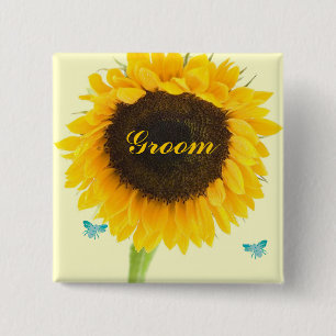 Carré 5 Cm Badge bouton tournesol pour mariage de mariage