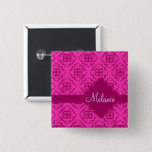 Carré 5 Cm Badge de nom Magenta Arabesque Marocain