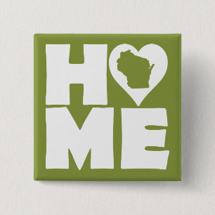 Carré 5 Cm Badge Épingle du cœur de la maison du Wisconsin