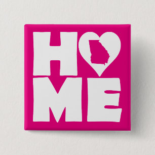 Carré 5 Cm Badge Épingle État Géorgie Maison Cœur