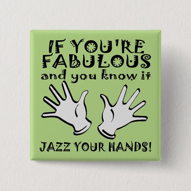 Carré 5 Cm Badge Épinglette Bouton Drôle Mains de Jazz Fabule (Devant)