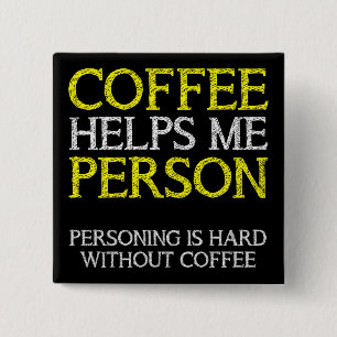 Carré 5 Cm Badge Épinglette Bouton Personne Café Personnifian