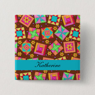 Carré 5 Cm Badge nominatif Brown d'édredon de patchwork de
