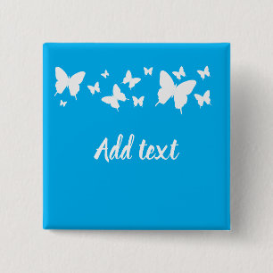 Carré 5 Cm Badge papillon bleu et blanc personnalisé