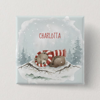 Carré 5 Cm Badge personnalisé de l'ours d'hiver