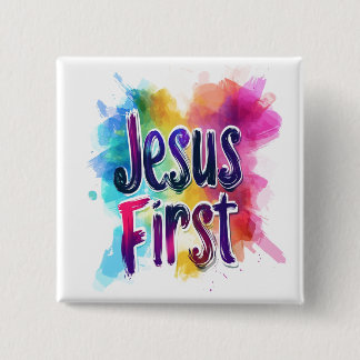 Carré 5 Cm Badge personnalisé "Jesus First"