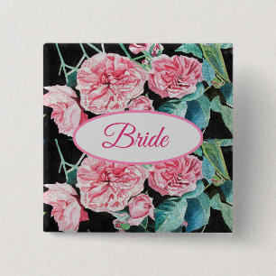 Carré 5 Cm Badge Rose Mère de la Mariée Roses Roses