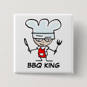 Carré 5 Cm BBQ King boutons   badge de nom personnalisé
