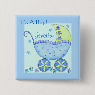 Carré 5 Cm Bébé "C'Est Un Garçon" Nom Badge Personnalisé Pin