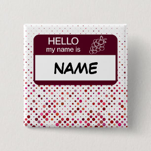 Carré 5 Cm Bonjour Nom Badge Vins Pois Customisés