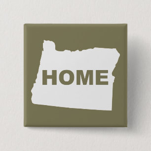 Carré 5 Cm Bouton Badge Épingle de l'Oregon, Maison Loin de l