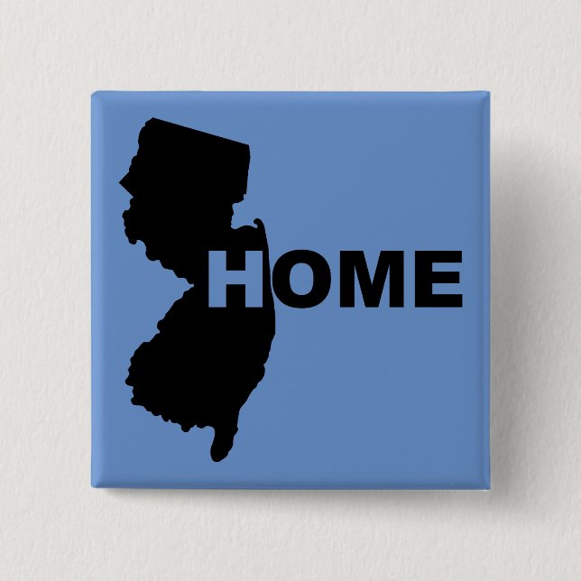 Carré 5 Cm Bouton Badge Épingle du New Jersey, Maison Loin de (Devant)