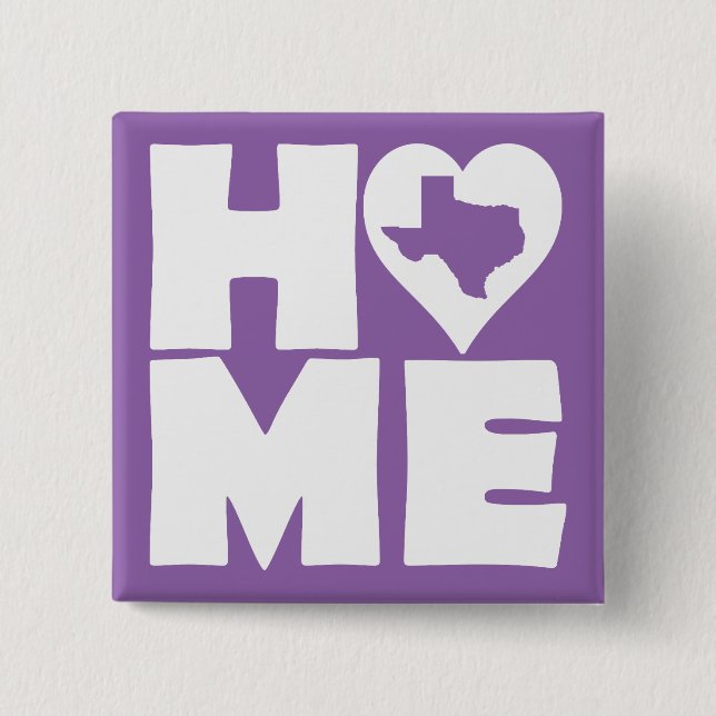 Carré 5 Cm Bouton Badge Épingle du Texas Home Heart State (Devant)