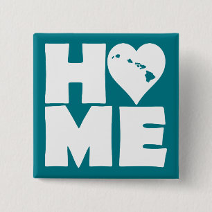 Carré 5 Cm Bouton Badge Épingle Hawaii Maison Cœur État