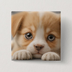 Carré 5 Cm Bouton de chiot adorable Badge