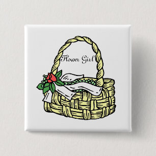 Carré 5 Cm Bouton mariage Panier Fleur Fille Bouton Badge