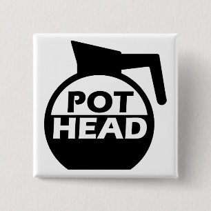 Carré 5 Cm Café Pot Tête Drôle Bouton Badge Caféine