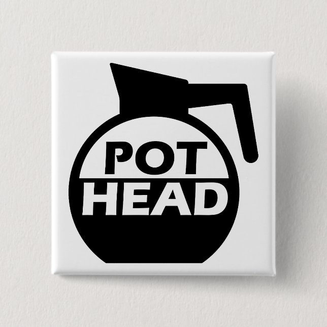Carré 5 Cm Café Pot Tête Drôle Bouton Badge Caféine (Devant)