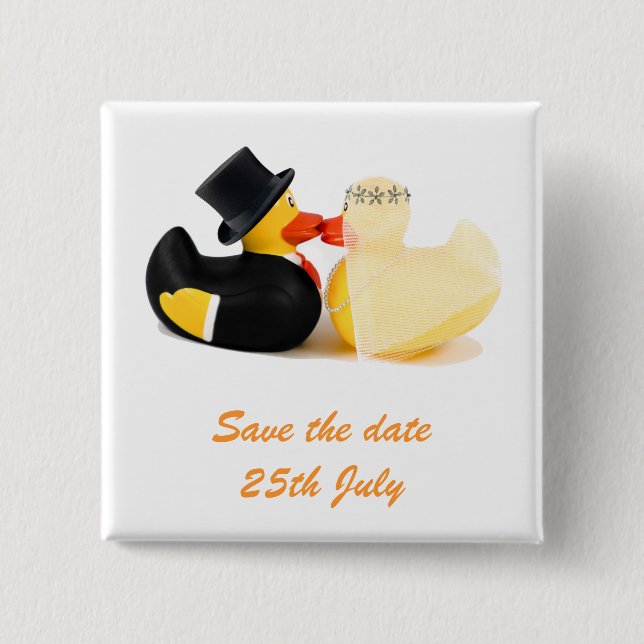 Carré 5 Cm canards mariages 3 ... Badge (Devant)