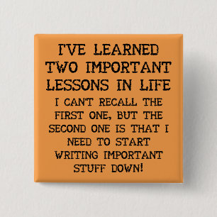 Carré 5 Cm Deux Leçons Importantes Badge Bouton Drôle Épingle