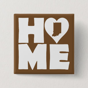 Carré 5 Cm Indiana Home Heart State Button Badge Pin