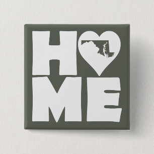 Carré 5 Cm Maryland Accueil Heart State Button Badge Pin