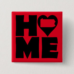 Carré 5 Cm Pennsylvanie Maison Cœur État Bouton Badge Épingle