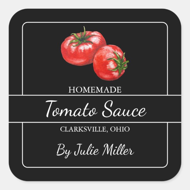 Carré à la sauce tomate maison Étiquette noir (Devant)
