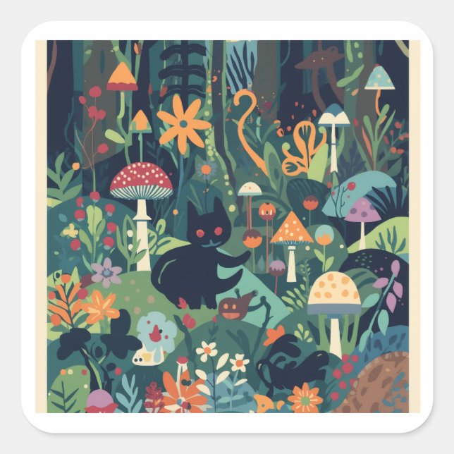 Carré A woodland scene square sticker (Devant)