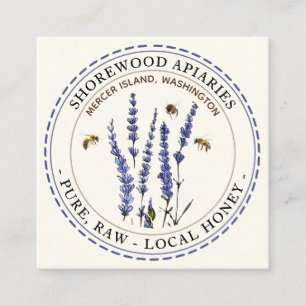 Carré Abeilles et Lavender Miel Carte de visite ivoire