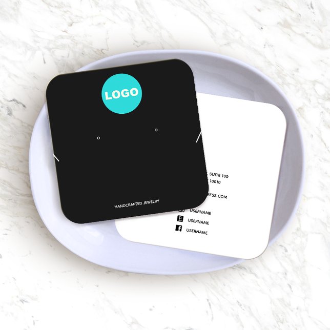 Carré Ajouter le logo Boucles d'oreilles noires et (Créateur téléchargé)