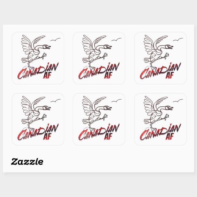 Carré Angry Canada Goose Canadian AF sticker (Feuille)